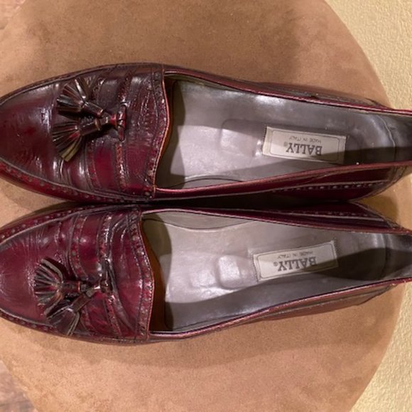 Bally Vintage Brogue Brown Maroon Brogue Classic Tassel Loafers Mens Size 12D - Picture 4 of 6